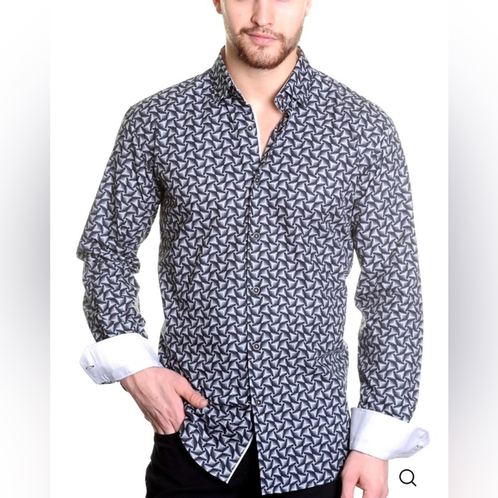 Mizumi Black pattern longsleeve shirt modern fit